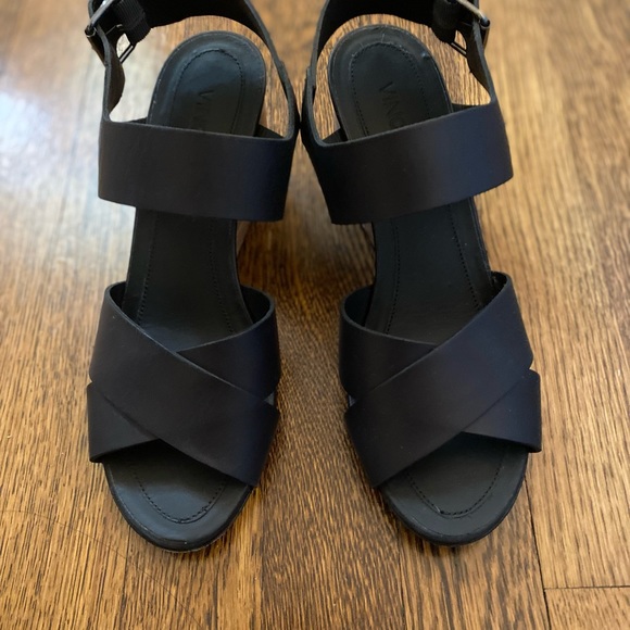 Vince Black Gwyn Wooden Wedge Sandals 7.5 - Picture 6 of 7